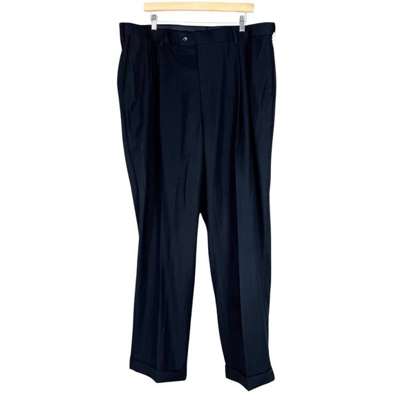 NWT Louis Raphael Dress Pants Mens 42x32 Black Pleated Business Career Work - Picture 1 of 7